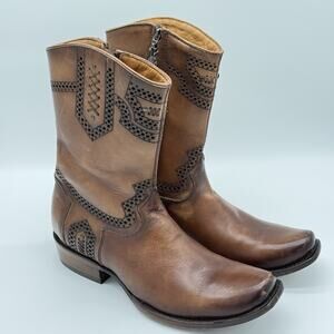 Cuadra Taupe Mens Boots Leather Cowboy Size M7.5 W9 Brown Leather Sole Handmade